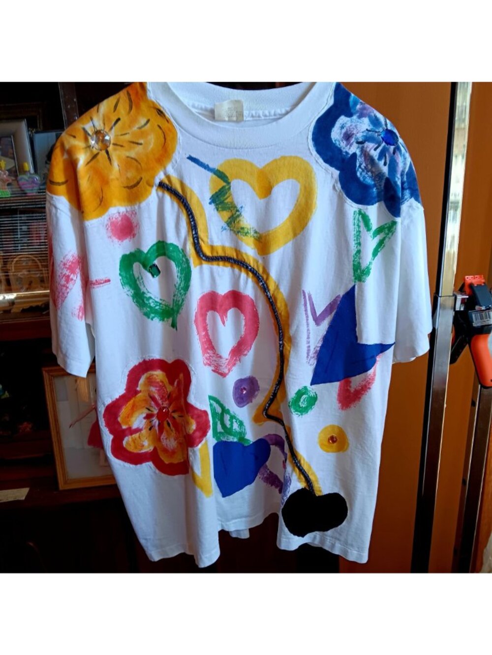 True Vintage Naya T-shirt Large Hand-Painted Gem Embellishments Single Stitch